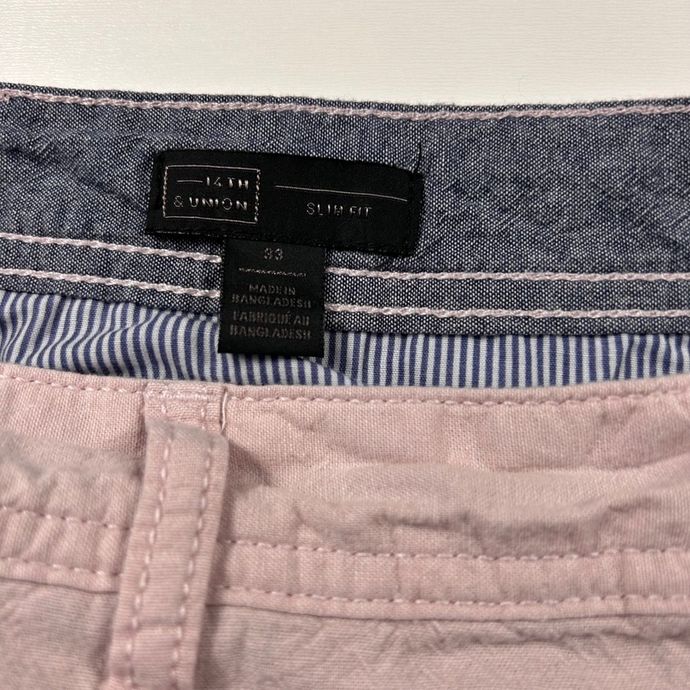 14th & Union Slim Fit Chino Shorts Mens 33 Light Pink Dusty Rose Blush - Picture 3 of 15